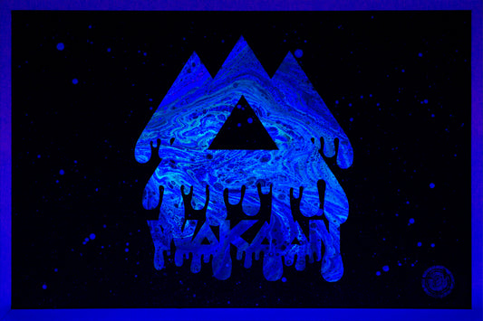 Blue Dripping Wakaan Floating In Space (UV Reaction) - 12 x 18" Poster Print
