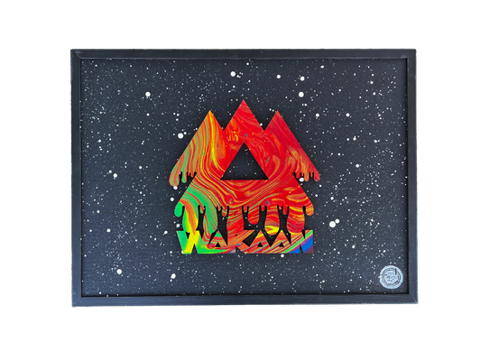 Burning Sunset Dripping Wakaan Cork Board - Original Piece