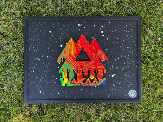 Burning Sunset Dripping Wakaan Cork Board - Original Piece
