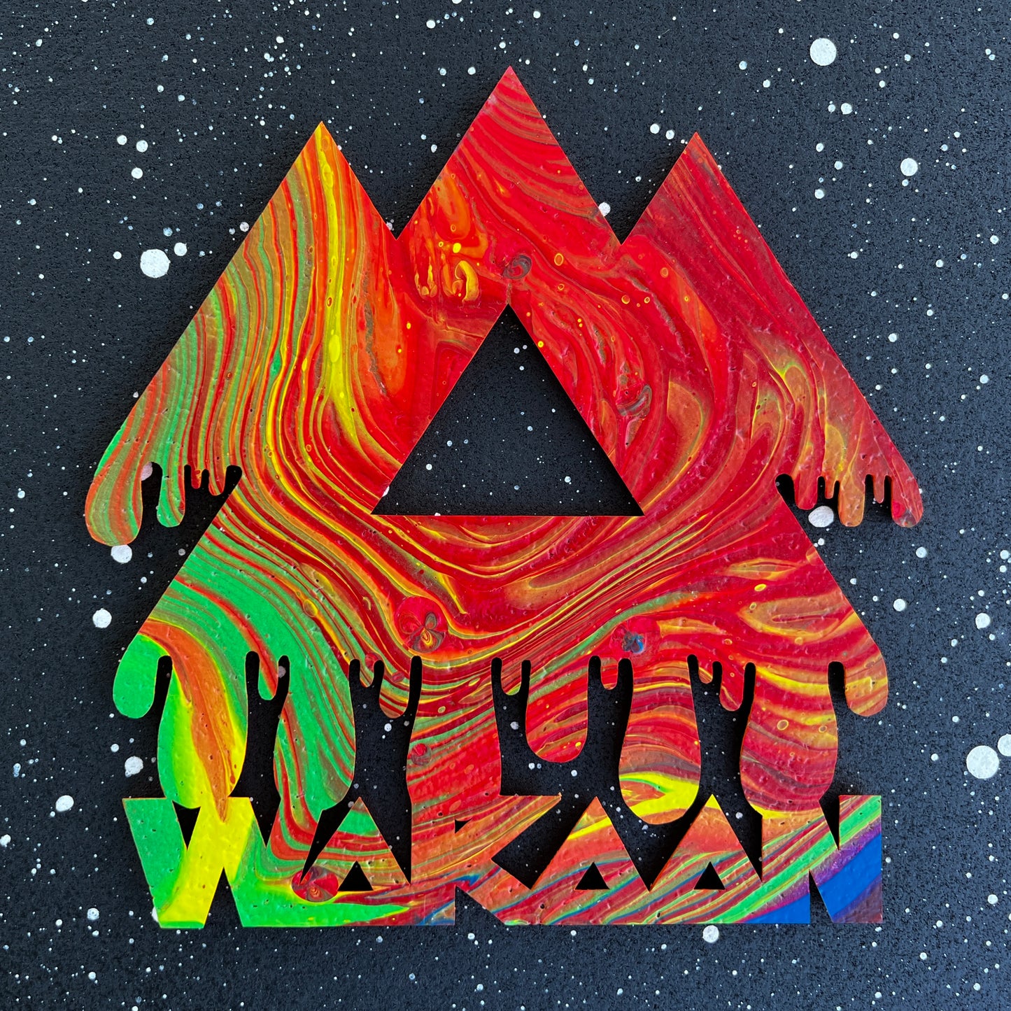 Burning Sunset Dripping Wakaan Cork Board - Original Piece