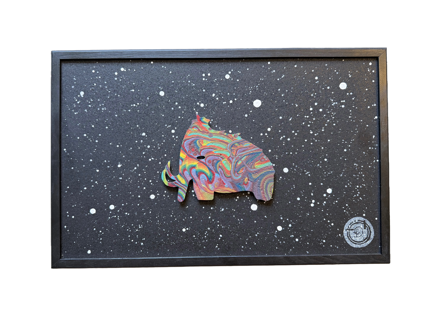 Swirling Rainbow Wooli Mini Cork Board - Original Piece