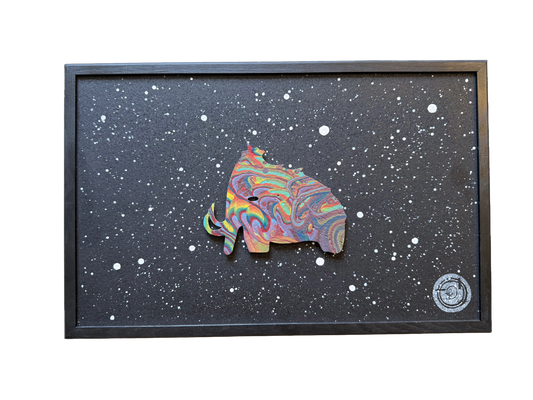 Swirling Rainbow Wooli Mini Cork Board - Original Piece