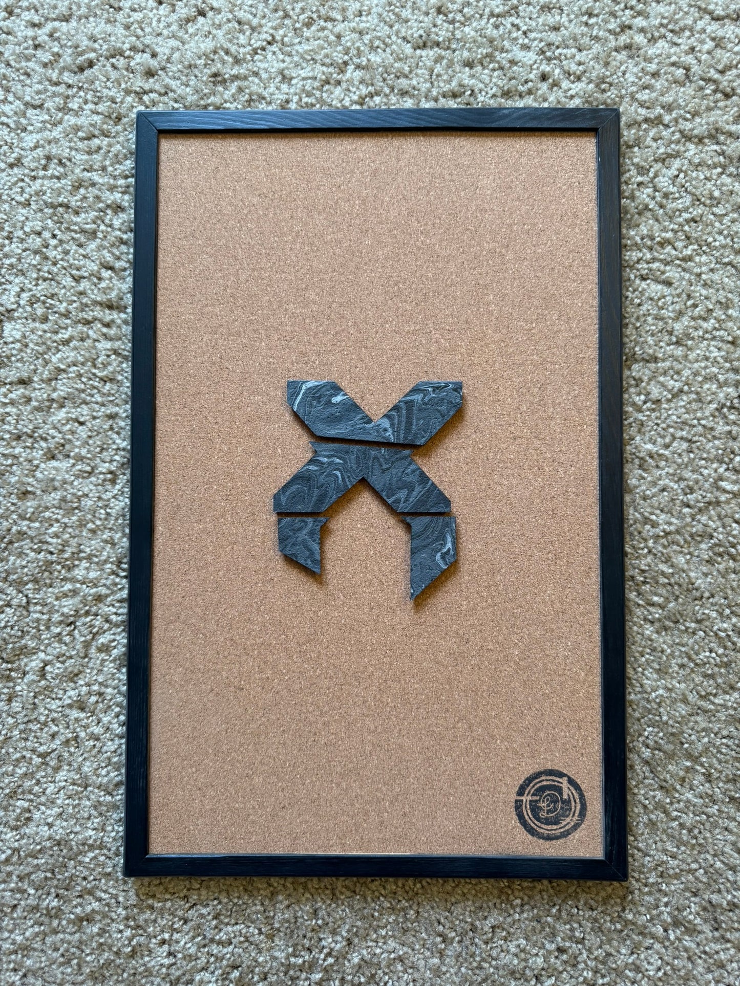 Black & White Sliced Excision Mini Cork Board - Original Piece