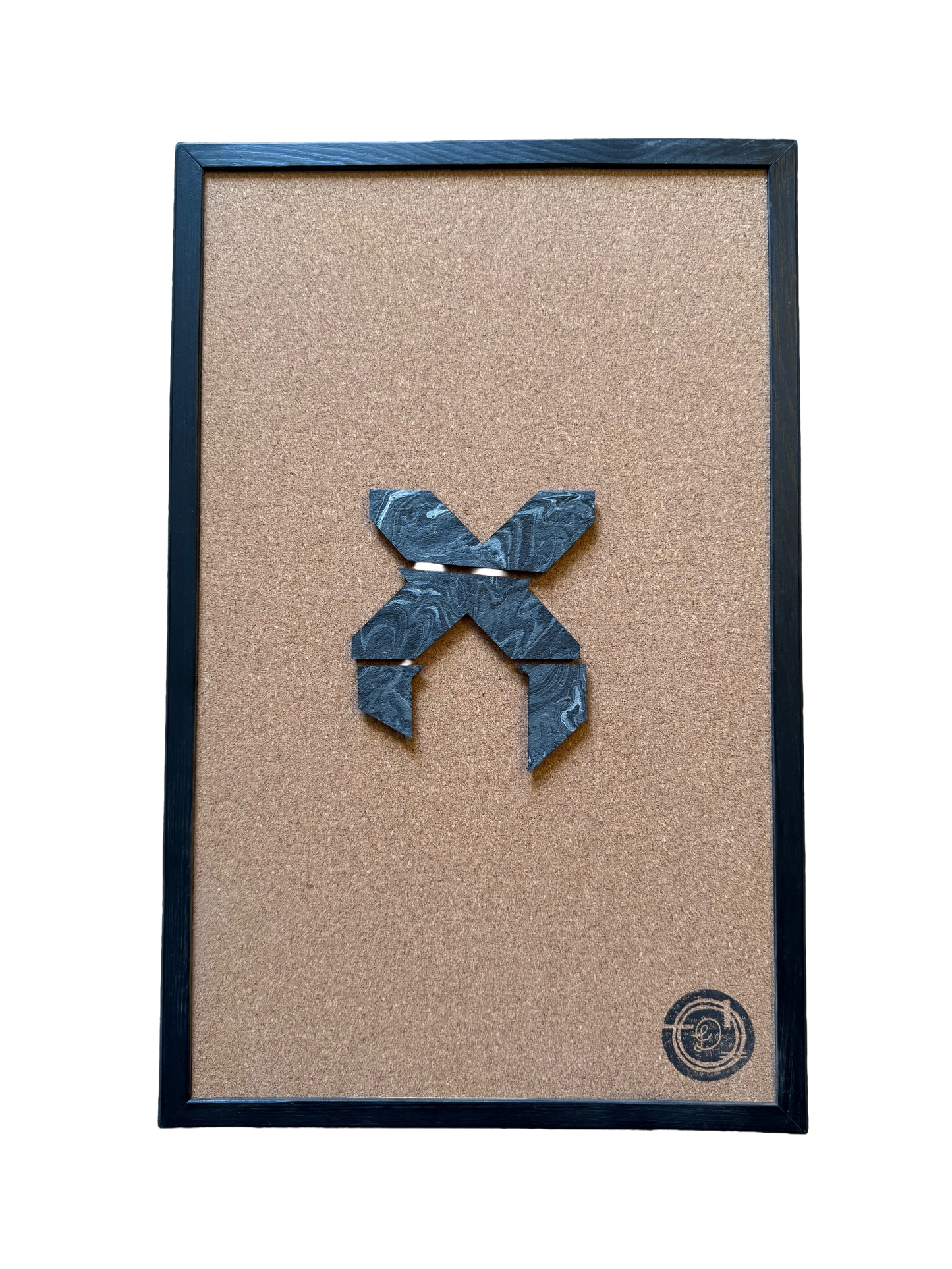 Black & White Sliced Excision Mini Cork Board - Original Piece